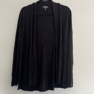 Express Womens Black Open Front Drape Cardigan Sweater Size M capsule minimalist